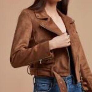 Talula faux suede cropped biker jacket Size XS
